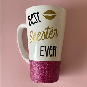 NWOT Gold and Pink Glitter Mug